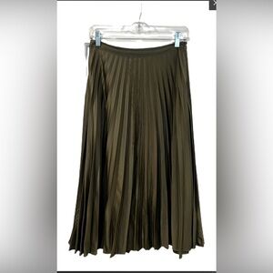 Topshop Green A-line Midi Pleated Skirt